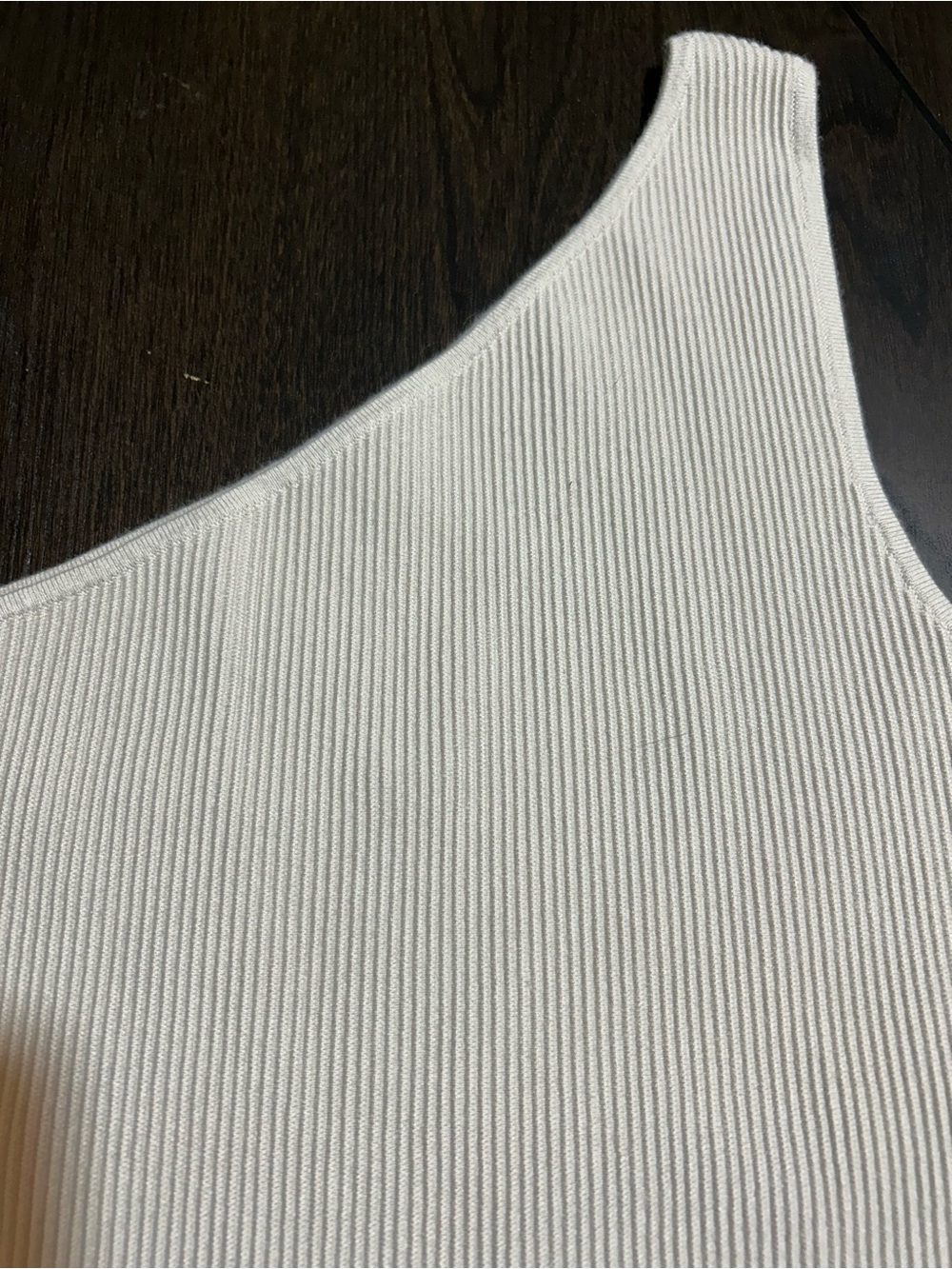 One-Shoulder Ribbed Tank Top in Cream - Picture 4 of 9